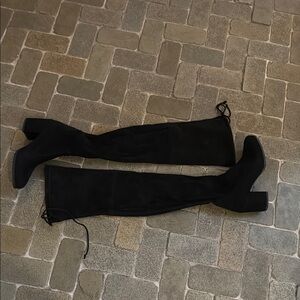 Stuart Weitzman Black Over-the-Knee Block Heel Boots